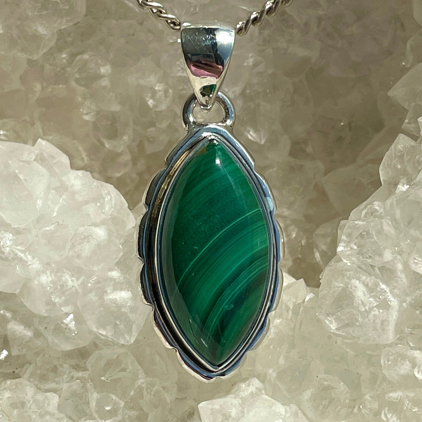 Malachite Silver Pendant - SP92 Malachite Silver Pendant - SP92